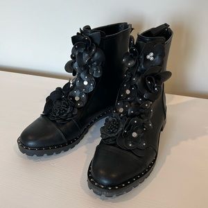 Steve Madden combat boots with floral detail